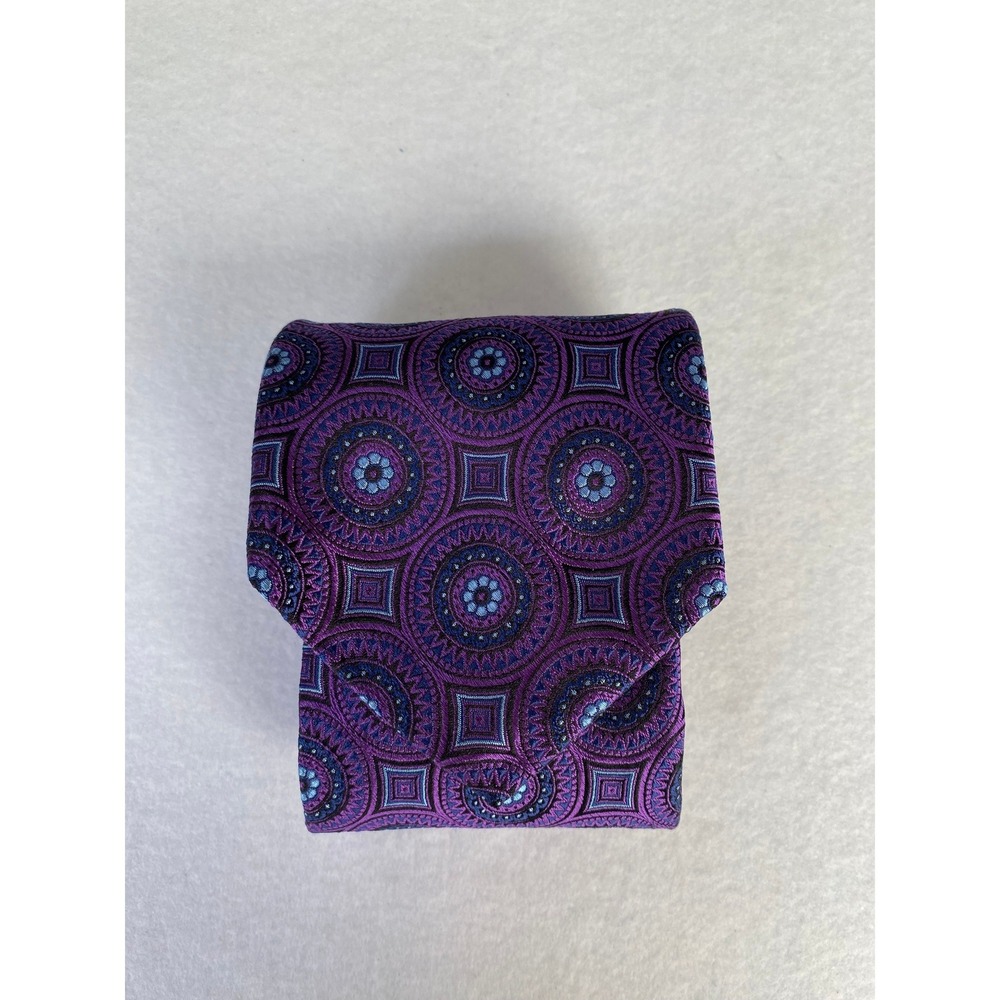 Robert Talbott Best of Class Nordstrom Silk Tie Violet Geometric Medallion USA